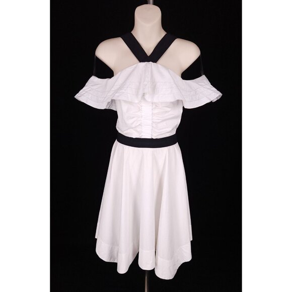 Derek Lam 10 Crosby Off The Shoulder Halter Dress 0 XS White Poplin $495US - Picture 2 of 11